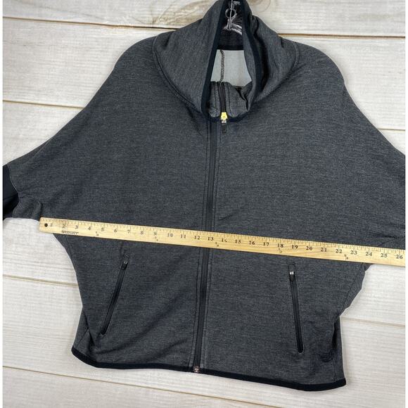 Nike Dri-Fit Sweatshirt Womens L Gray Black Full Zip Pocket Cowl Neck Thumbholes - Picture 8 of 12